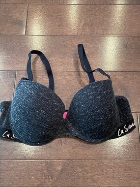 5/$25 La SENZA Charcoal Heather Push-Up Bra with Pink Accent